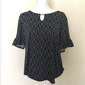 Ruffle Sleeve Key Hole Blouse